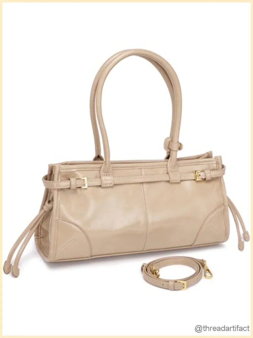 Faux Leather Structured Shoulder Crossbody Bag with Detachable Strap